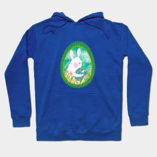 Cute white bunny with floral easter egg decoration, version 3 Hoodie